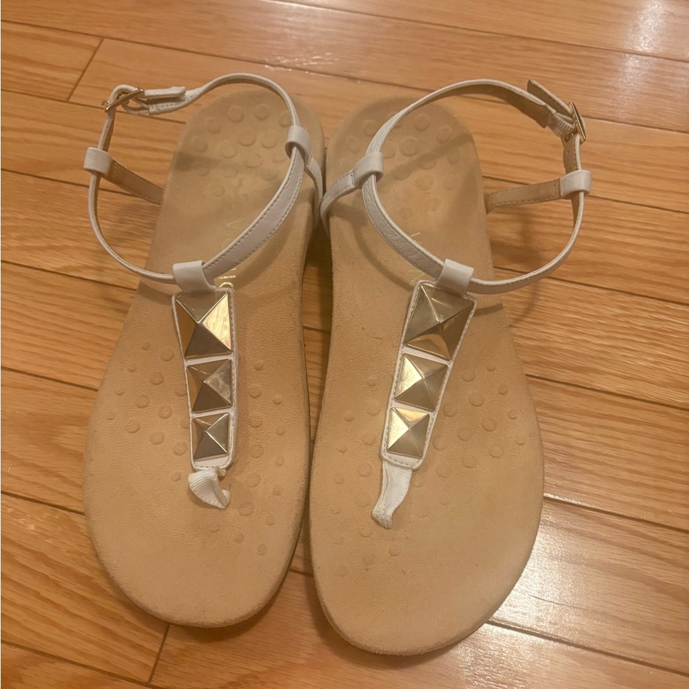 Vionic Sandals White with Gold Accents